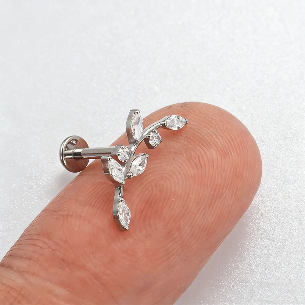 ASTM F136 Titanlegierung Pferdeauge Runder Zirkonia Ohrknorpel-Piercing Modeschmuck Hypoallergener Körperschmuck Unisex – Detail 5