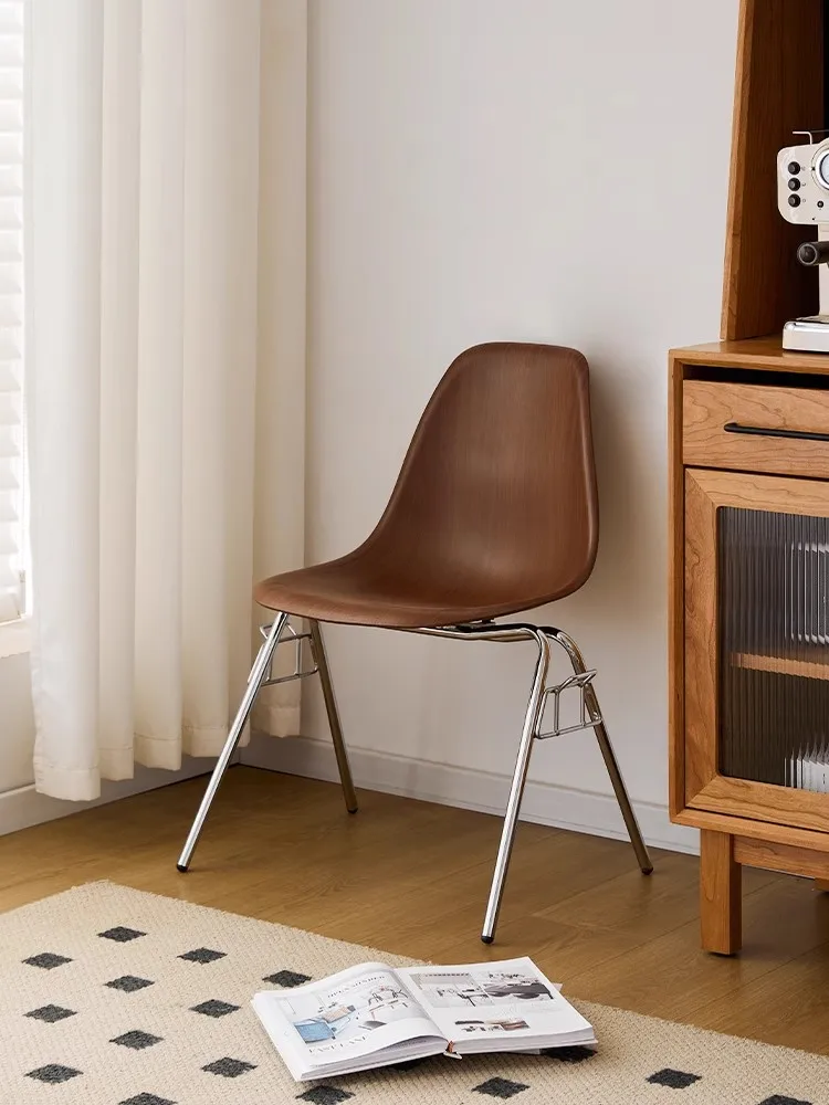 Chinese Retro Style Living Room Dining Table Stainless Steel Can Be Stacked Back Back Chair Coffee Shop Bookstore Leisure Stool