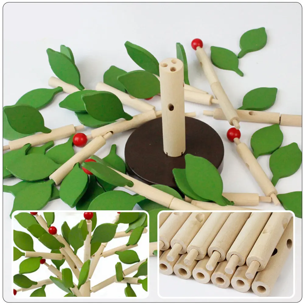 

Набор из 1 шт. 3D-пазлов из натурального дерева в форме деревьев, развивающий набор для детей, яркие цвета, тактильно-дружелюбный, безопасный, долговечный, для многократного использования