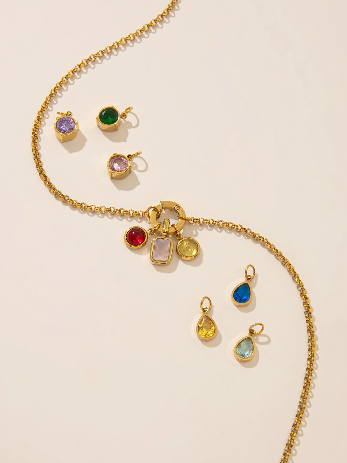 

1PC stainless steel plated 18K gold pendant, simple geometric style, DIY bracelet necklace preferred accessory