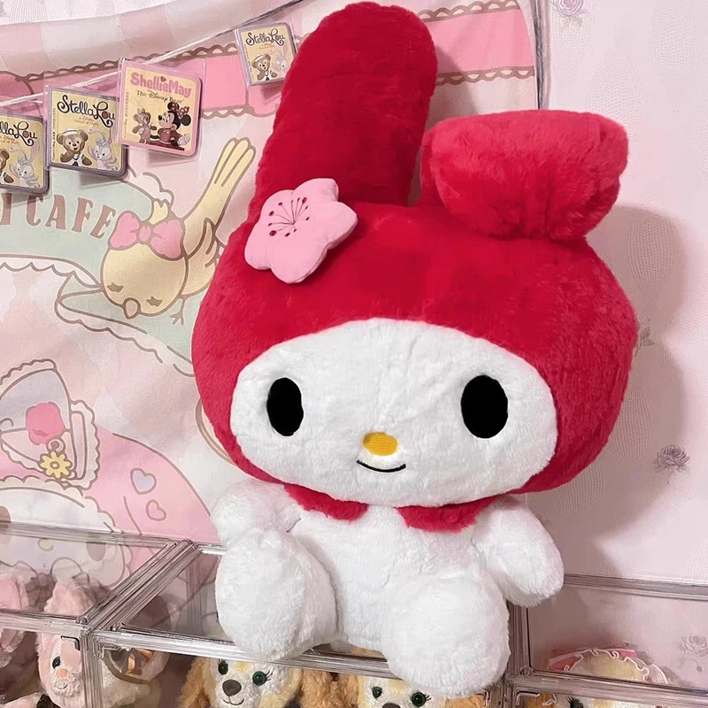 Sanrio Kawayi Red My Melody Plus Toy Cut Soft Fluffy Stuffed Throw Pillow My Melody Doll Home Decor For Girl Kids Birthday Gifts