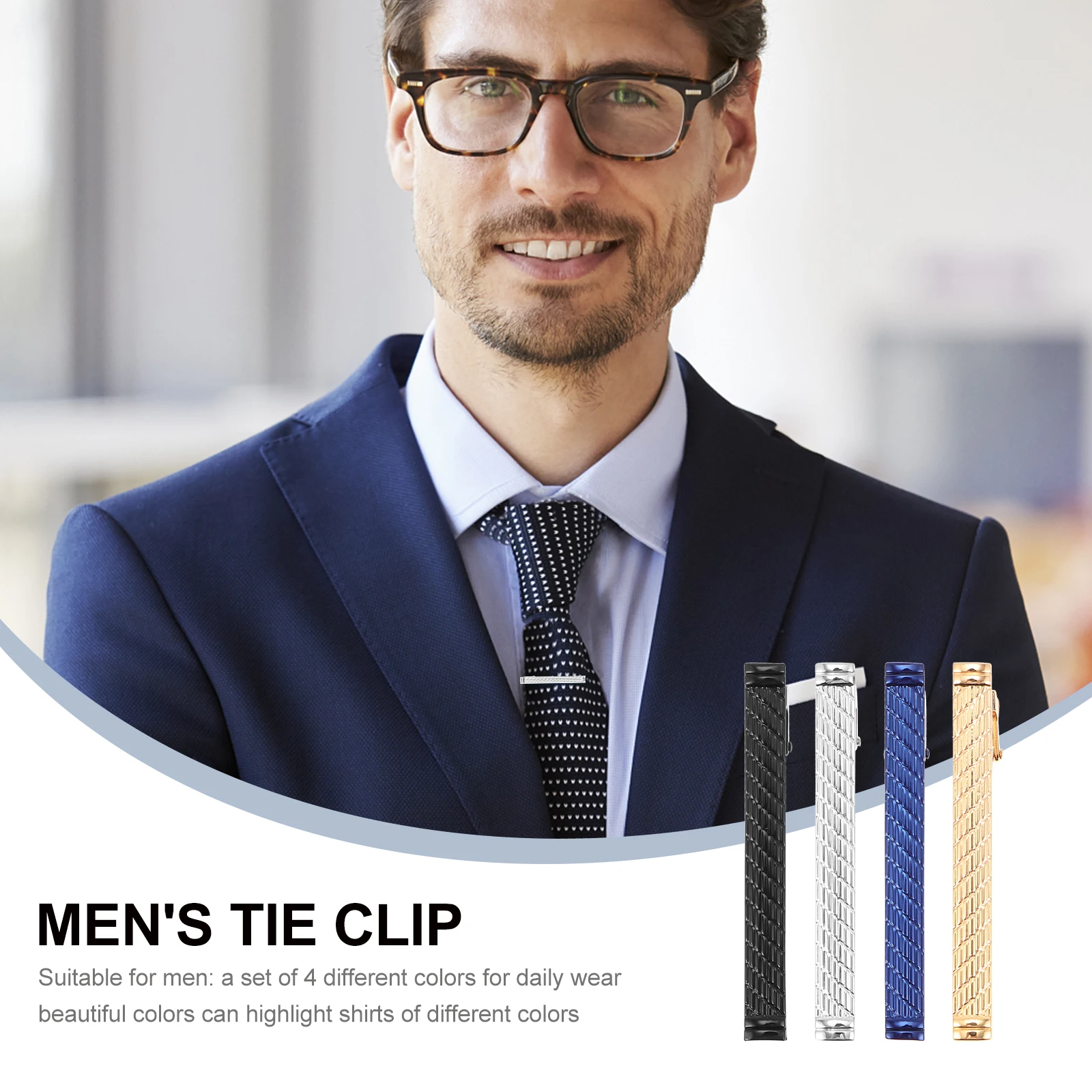 

4pcs Men Clips Copper Delicate Necktie Clasps Business Tie Bars Daily Wear Banquet Exquisite Tie Accessories Practical Necktie