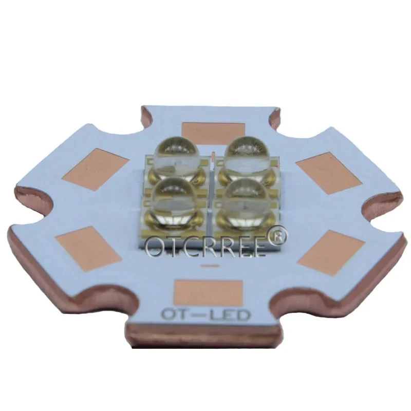 10W-12W Epiled 3535 Ultra Violet UV 365nm 380nm 395nm 420nm 4Chips High Power Led Lamp 3V/7V/14V Light Source 20mm Copper PCB