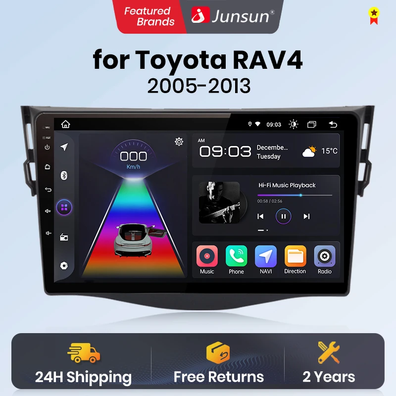 Junsunless Wireless CarPlay Android Auto for Toyota RAV4 ravav 4 2005-2012 Car Radio GPS Car Smart Systems Smart Car Radio