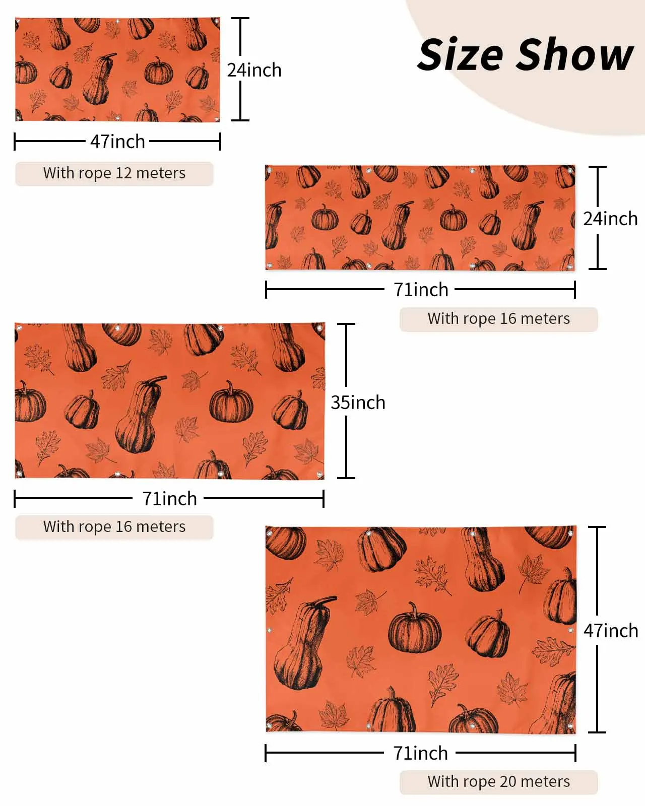 Jesienna nić Dynia Udekoruj flagę banerów i pamiątkowe dni za pomocą 4 rozmiarów do wyboru z konfigurowalnych wzorów produktów