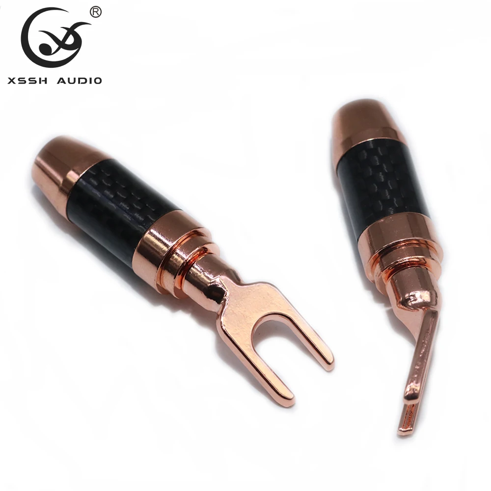 4 قطعة 8 قطعة XSSH OEM ODM لتقوم بها بنفسك النحاس مطلي الروديوم أو النحاس الأحمر اللون Y U-نوع 9 مللي متر كابل الصوت والفيديو المتكلم موصل الموز التوصيل