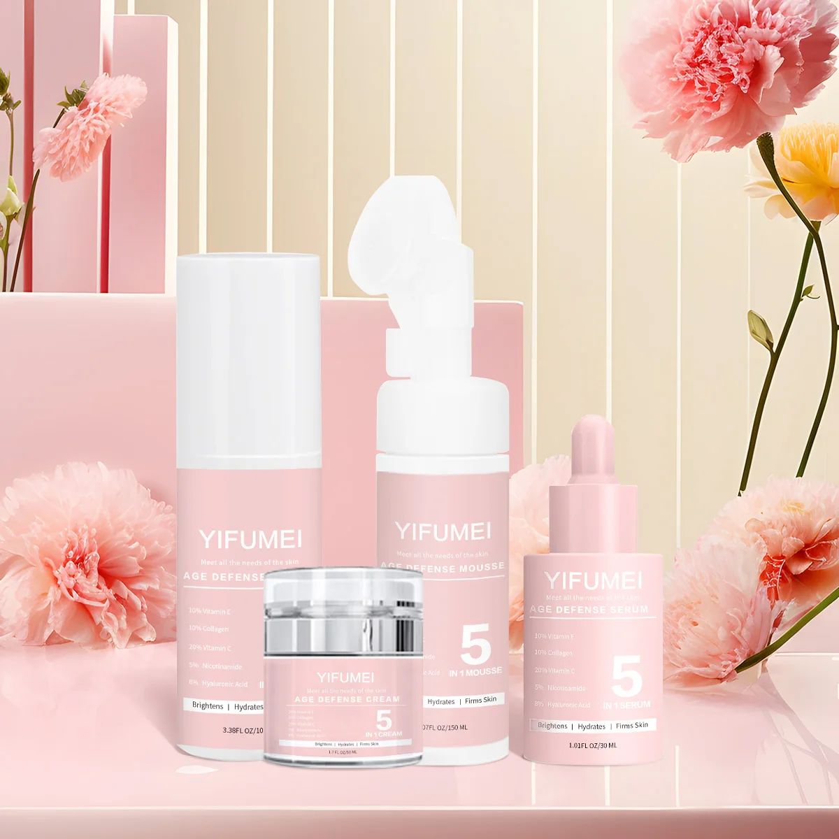 5 IN 1 Face Lift Skin Care Sets Serum Toner Moisture Cream Foam Facial Cleanser Products AntiAging Pore Kit Glow Recipe Skincare