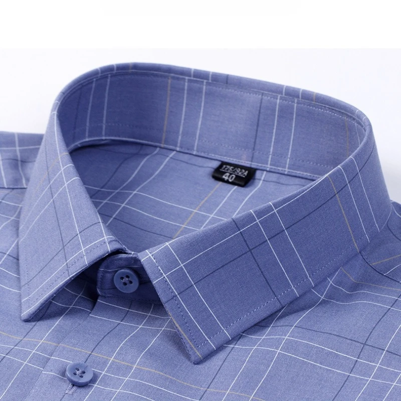 8XL Quality Long Sleeve Man Shirt Plus Size Big and Tall Anti-wrinkle Business Fashion Classic Plaid Shirts Men Long Sleeve 7XL