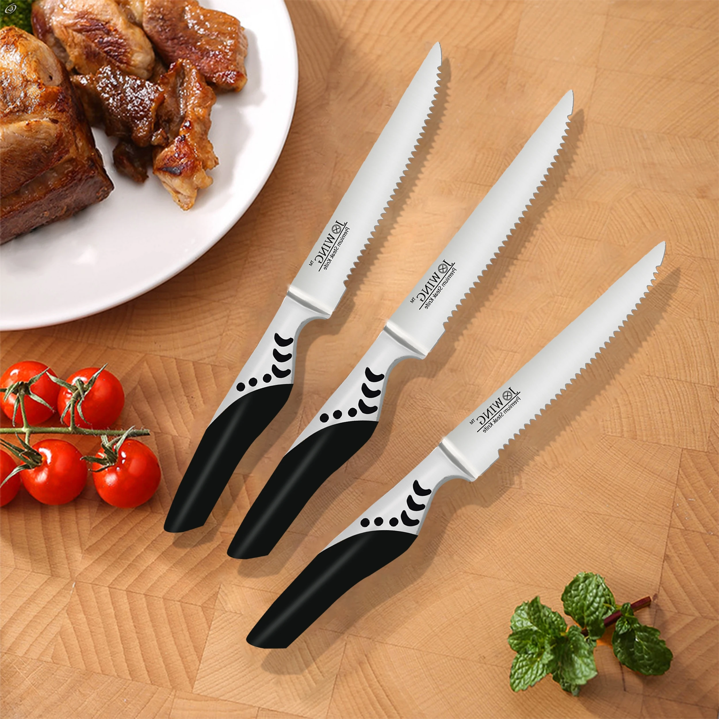 Stainless Steel Steak Knife Meat Cleaver Dining Kitchen Knife Cooking Tools Highly Polished Handle Comfortable Flanker's Knife