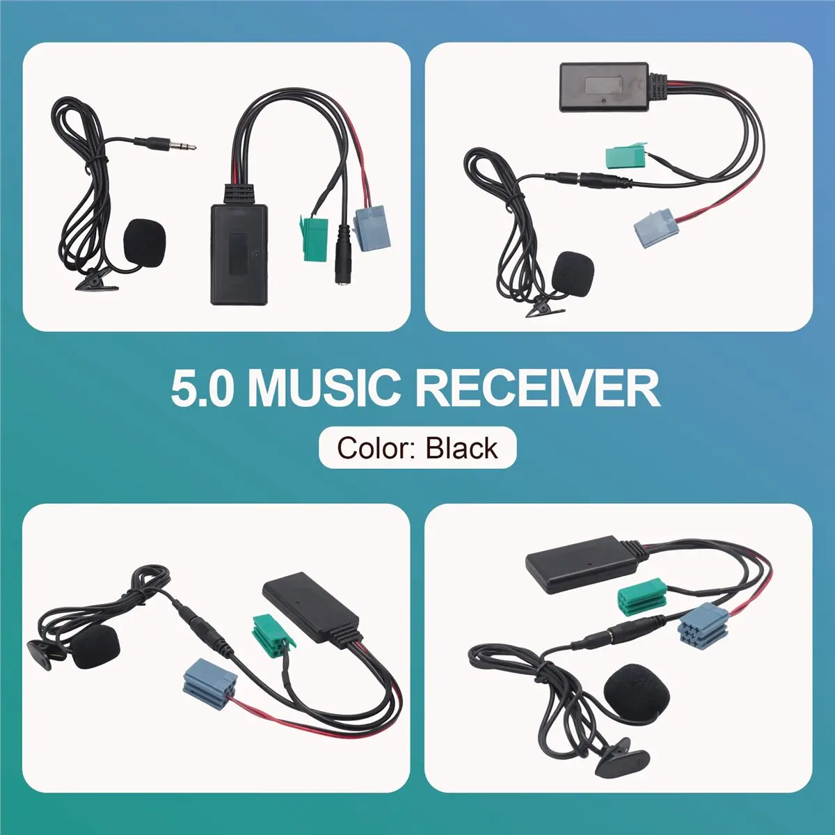 #87W (Black)Car Bluetooth 5.0 Music Receiver Aux Wired Mic for Renault CD Player,Automotive Parts & Accessories