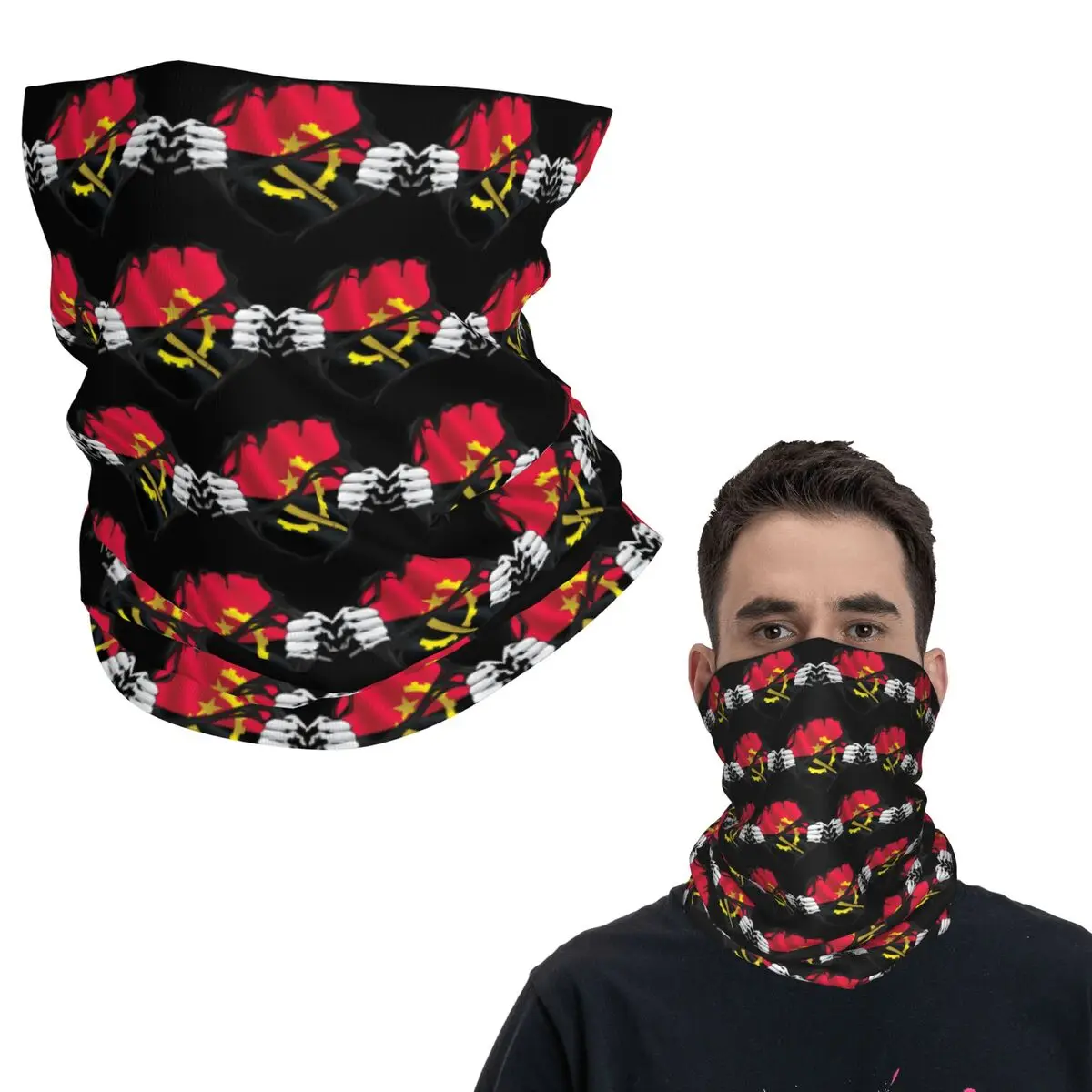 

Ангола Анголан, чистый флаг крови, черная бандана, гетры с принтом, шарф, теплая Балаклава, унисекс, для взрослых, ветрозащитный