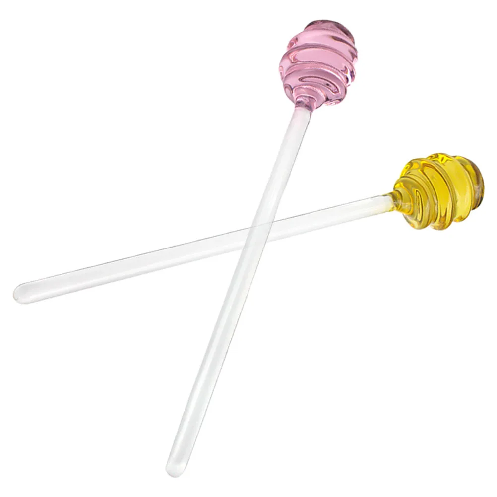

2Pcs Honey Dipper Glass Long Handle Stirring Rod for Honey Tea Jam Syrup Mixer Crystal Spoon Kitchen Tool Easy Clean