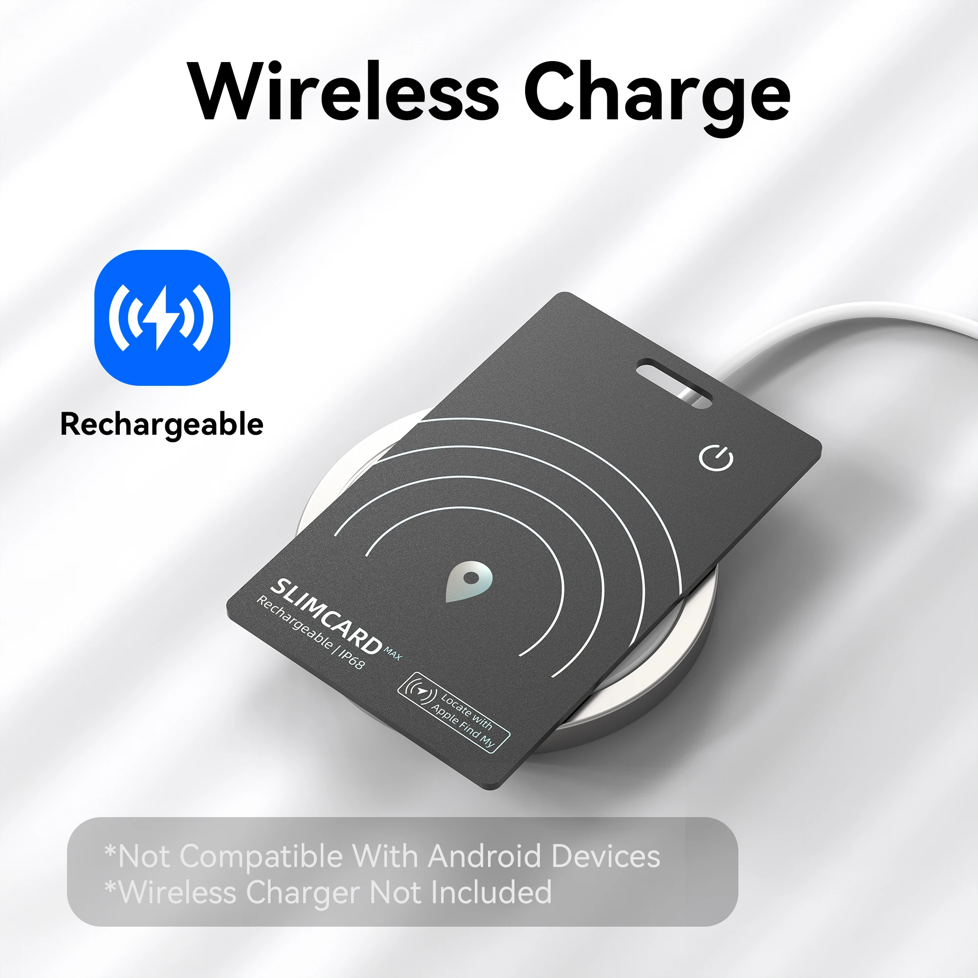 Wallet Tracker Tag for Apple IOS System, Anti-lost Reminder Device with MFI Rated, Smart Bluetooth Rechargable Card