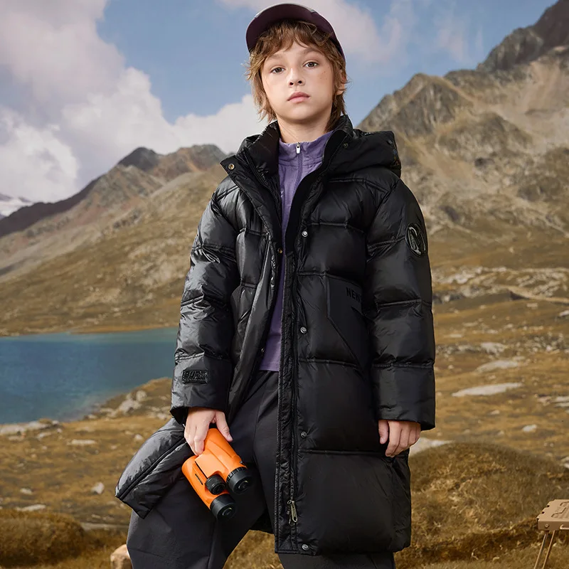 

RAISE 2025 Пуховик для детей и мальчиков Толстая теплая зимняя куртка для мальчиков-подростков 6-14 лет Парки для мальчиков Пальто 80 Белый утиный пух Верхняя одежда