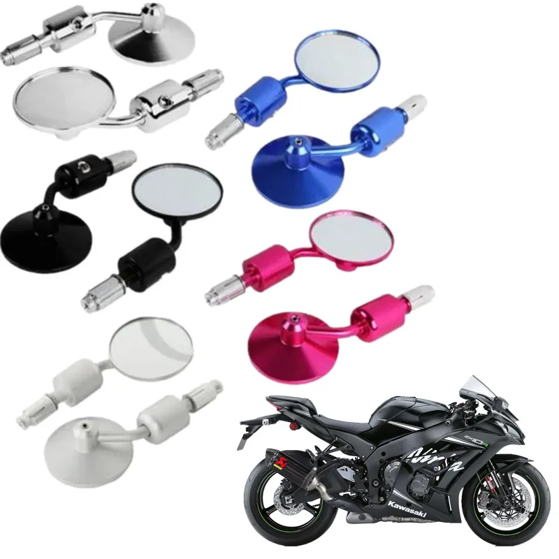 

For Kawasaki Yamaha Honda Suzuki Choper Universal Mirrors CNC 7/8" Handle Bar End 3" Round Side Rear View Mirrors Acsessories