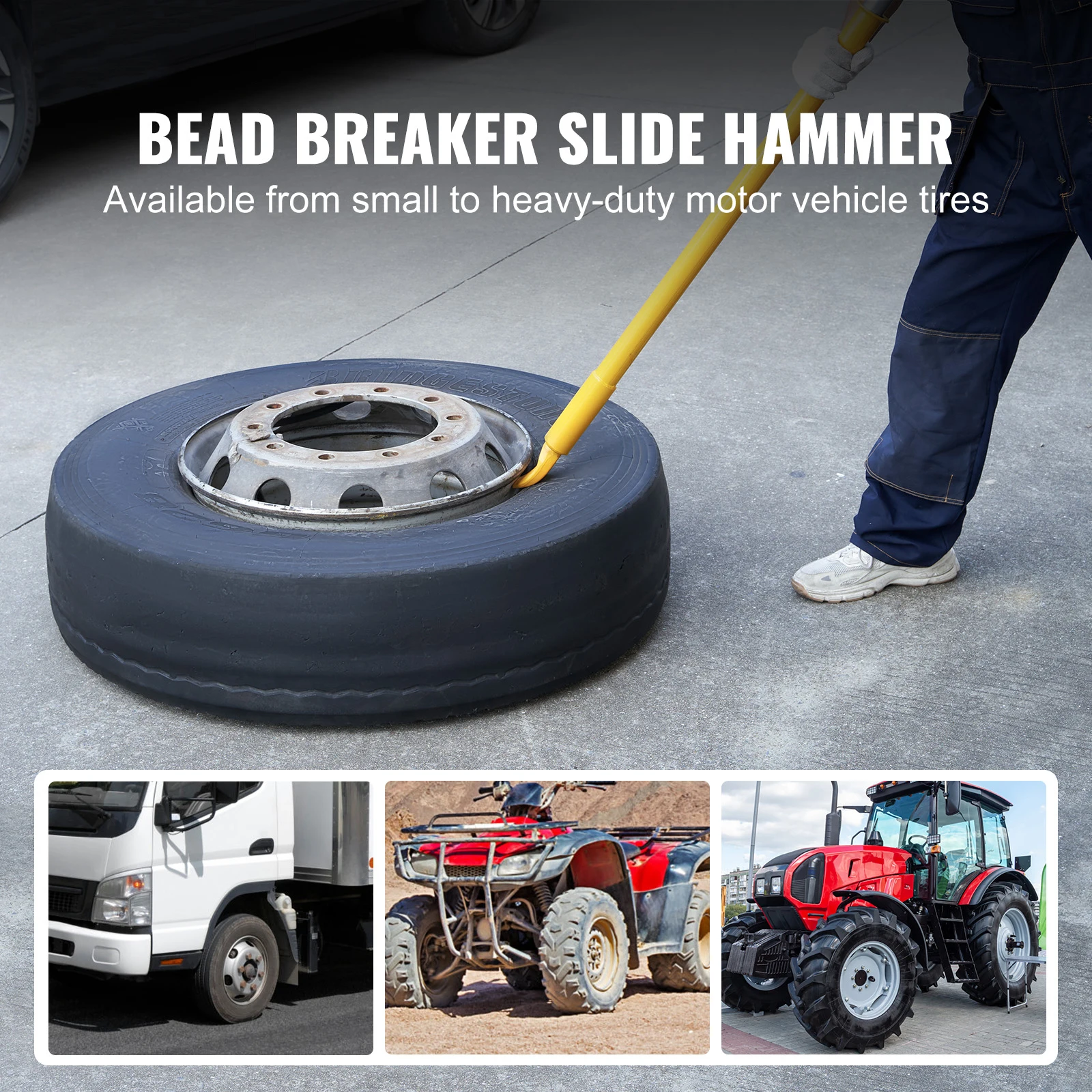 SucceBuy Tire Bead Breaker Slide Hammer Tire Slide Hammer Heavy Duty Steel Tire Changing Tool for Car Truck Trailer Tire Removal