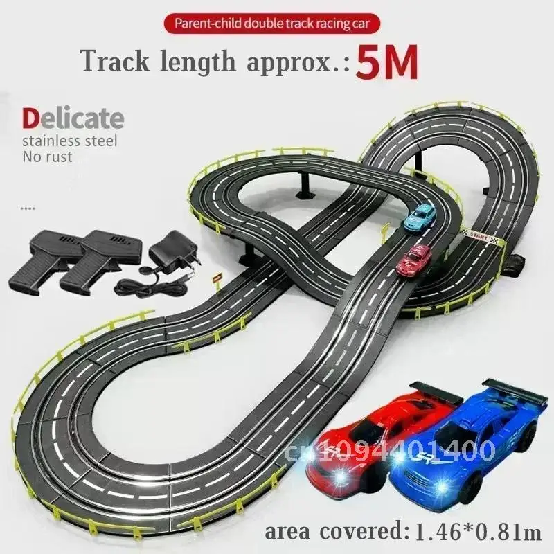 1/43 Electric Rail Car Double Remote Control Car Racing Track Toy Autorama Circuit Voiture Electric Railway Slot Race Car Toy