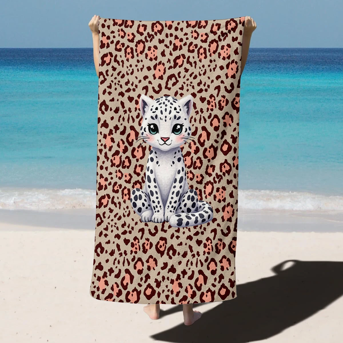 1PC Towel Cute Leopard pattern for family or friends Gifts Quick-Dry Beach Towel For Yoga Tourism Beach GYM Camping Swimming