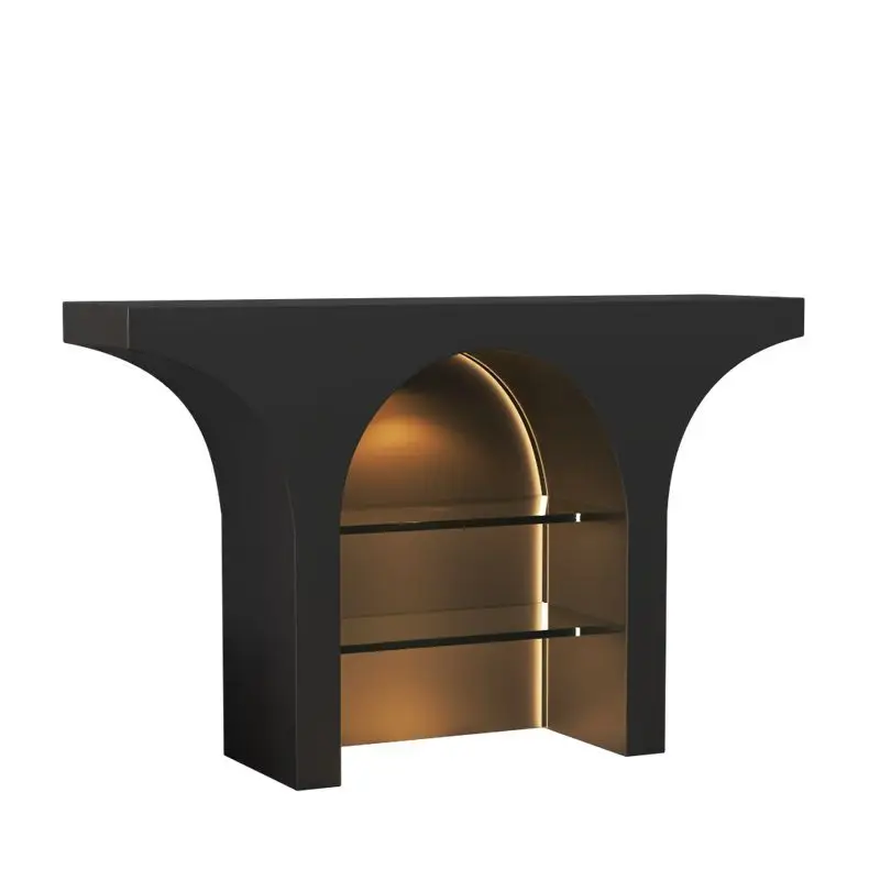 

Nordic entrance black simple French mantel photography background wall decorative cabinet living room rack arched design