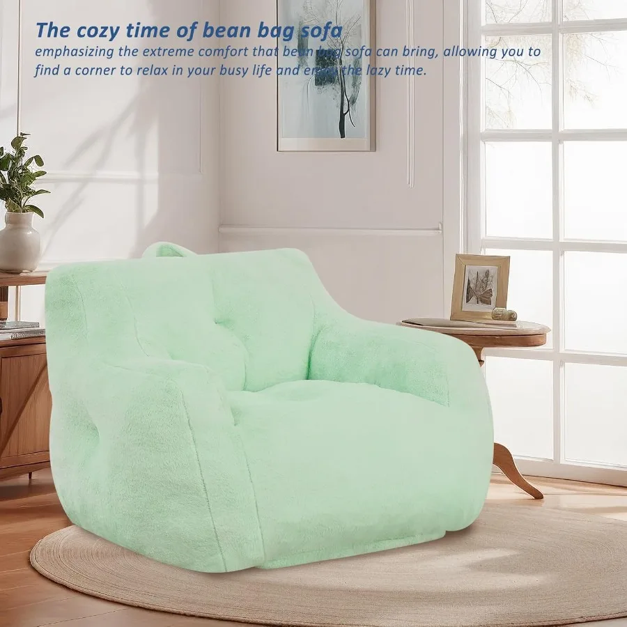 Sedie a sacco per adulti Ampia poltrona a sacco con comodo divano singolo in tessuto peluche per soggiorno, sala lettura e appartamento.