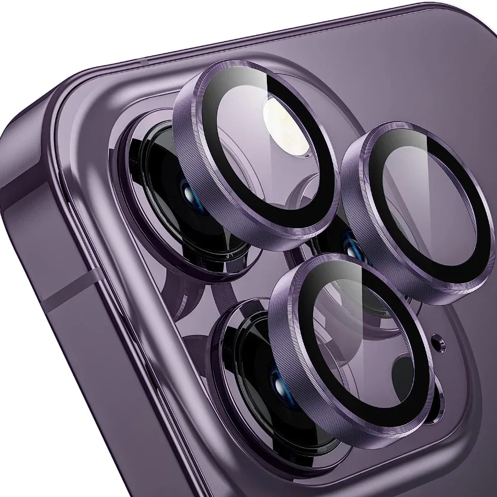 Titanium Gray Metal Tempered Glass Camera Lens Cover Screen Protector For Iphone 15 16 Pro Max/Plus