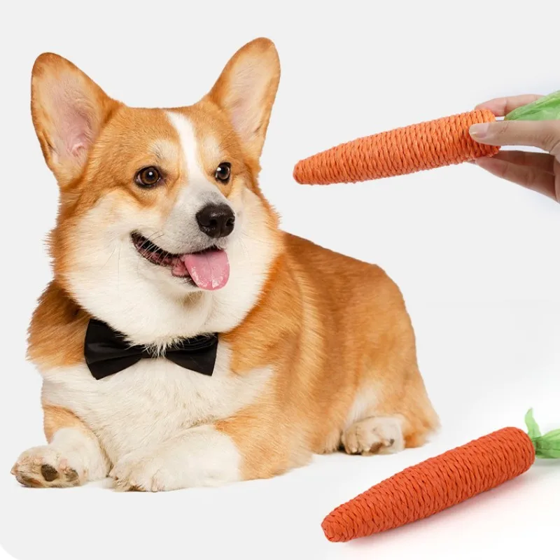 Dog Toys Cute Carrots Toys for Dogs Teeth Cleaning Self-hi Interactive Dog Toy Kitten Toy Grinding Sisal Cat Sticks Pet Supplies