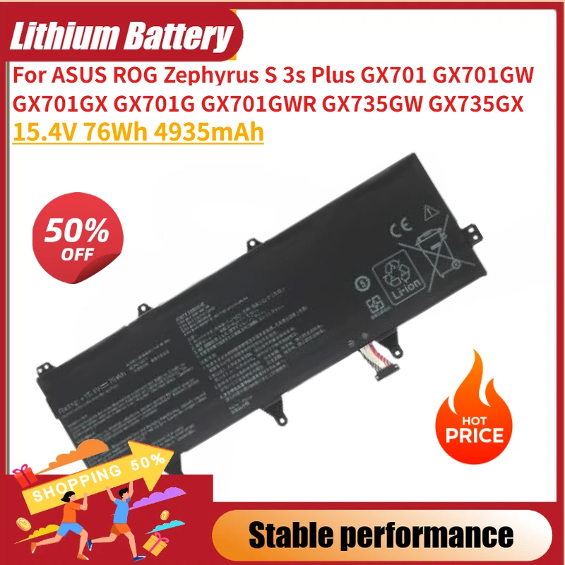 

Laptop Battery C41N1802 15.4V 76Wh 4935mAh For ASUS ROG Zephyrus S 3s Plus GX701GX GX701G GX701 GX701GW GX701GWR High Quality