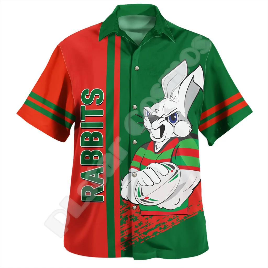 Australia Country Flag Aboriginal Animal Tiger Rabbits Tattoo Streetwear Hawaiian Beach Shirts 3DPrint Summer Short Sleeves XA4