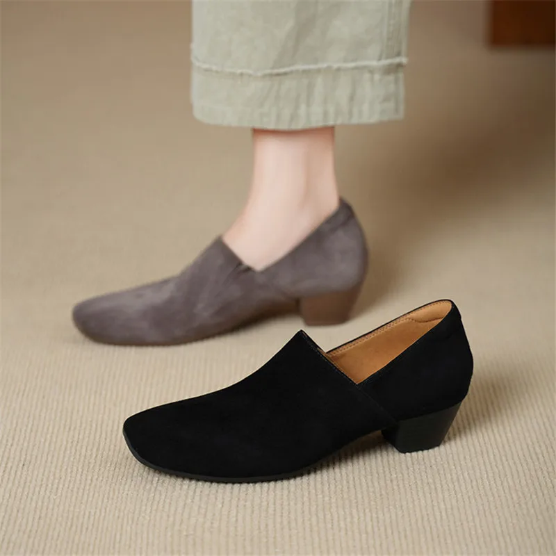 new-spring-autumn-sheep-suede-women-shoes-fashion-concise-round-toe-shoes-for-women-mid-heel-chunky-women-pumps-roman-shoes