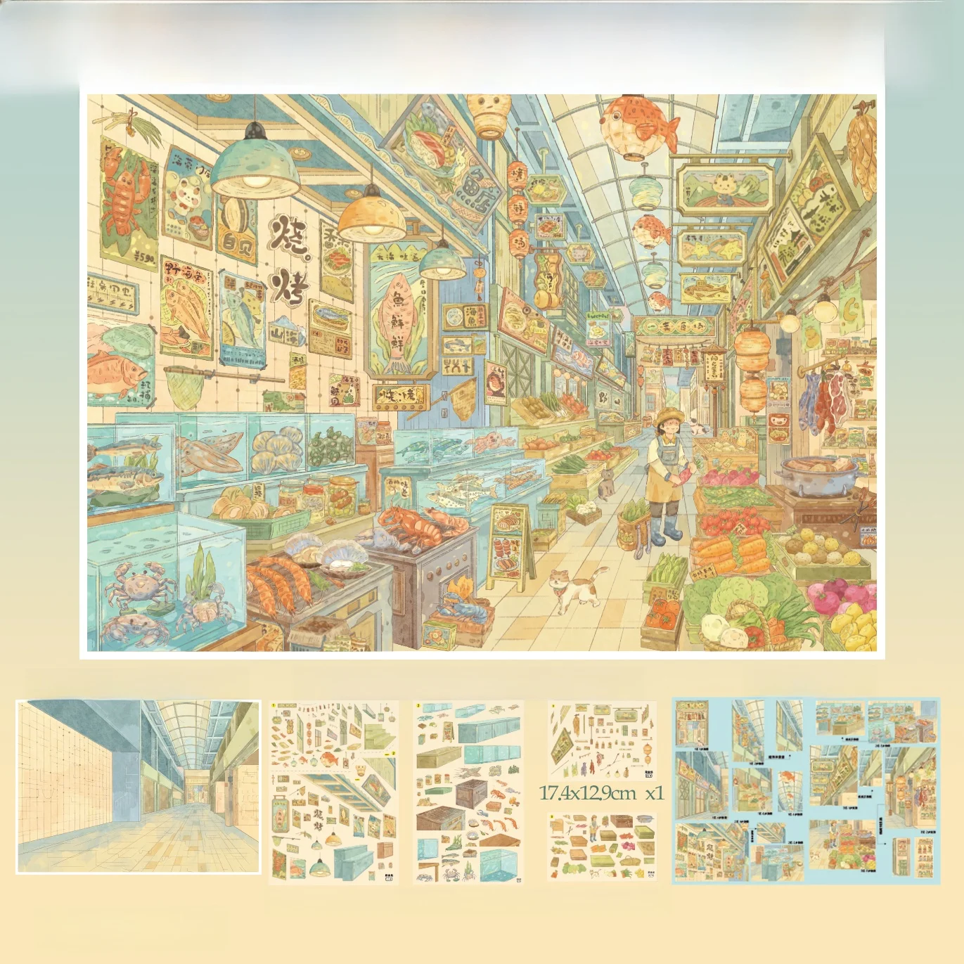 Lisheng 150 Japanese Cuisine Miniature Scene Stickers 3D Landscape High Aesthetic Time Killers Decal Adhesive Craft Supplies
