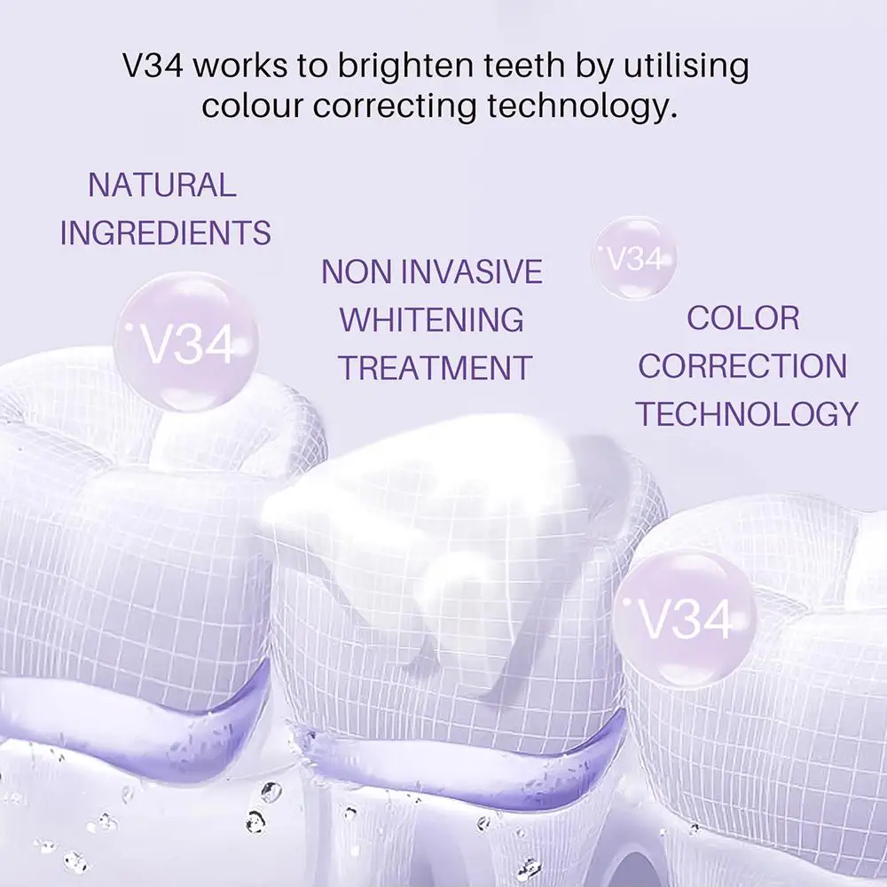 50ml Teeth Whitening Mousse V34 Deep Cleaning Cigarette Stains Repair Bright Neutralizes Yellow Tones Dental Plaque Fresh Breath