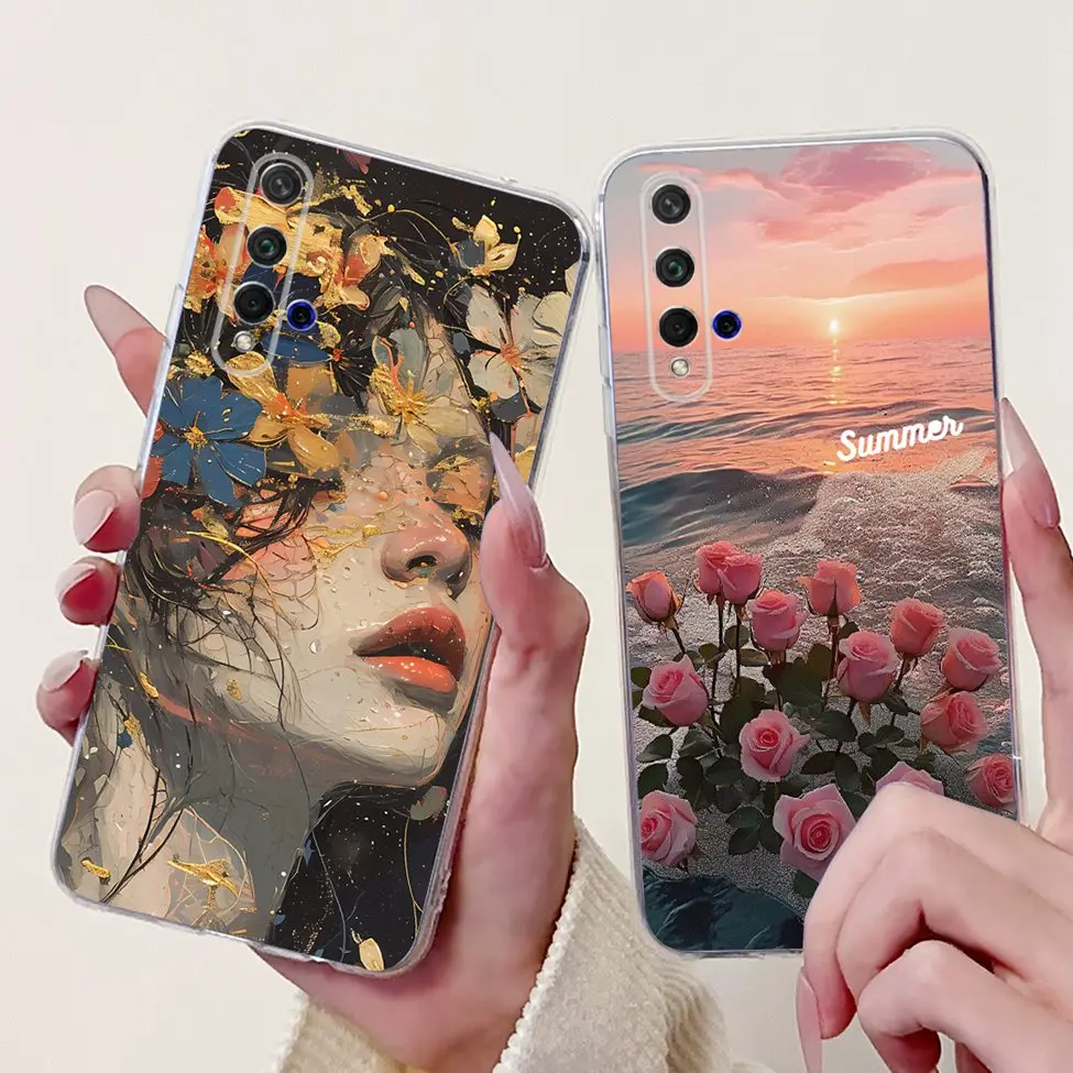 For Honor 20 Case YAL-AL00 YAL-TL00 Cute Cat Fashion Flowers Painted Cover For Huawei Nova 5T Phone Case YAL-L21 YAL-L61 YAL-L71 view 2