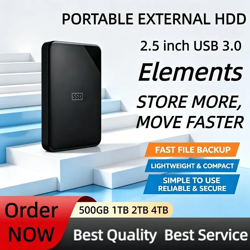New 2.5" Elements External Hard Drive USB3.0 High Speed Plug and Play Portable HDD 2TB 4TB External Storage Disk For Notebook PC