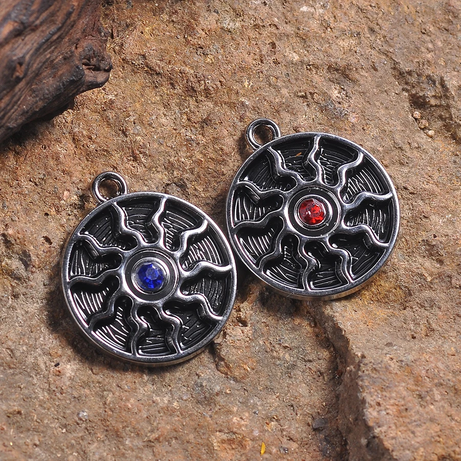 2-Piece Set of Sun Wheel Pendants with Rhinestones, DIY Handmade Pendants with Radiating Pattern Sun Disc Center Inlaid with Colored Rhinestones, Suitable for DIY Bracelets, Necklaces, Earrings, and Hanging Ornaments, Handmade Beaded Decoration Accessories