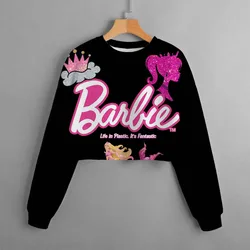 Barbie Princess Printed Dziecięca czerwona bluza dziewczęca z okrągłym dekoltem i długim rękawem Moda Estetyka Harajuku Dziecięca bluza z kapturem