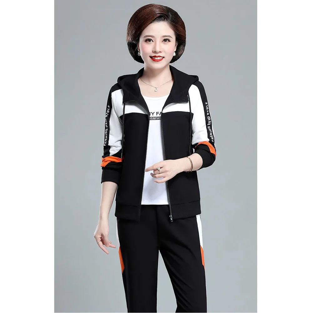 Mother Clothes 3 Piece Set 2023 Spring Autumn New Fashion Casual Sports Suits Middle-Aged Women Sportswear Tracksuits Outfit 4XL