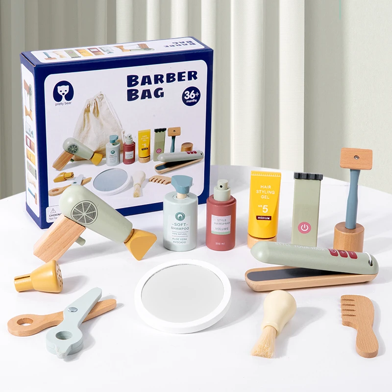 

Children's wooden house simulation princess dressing table, hairdressing bag set, girls' cosmetics, cross-border animated toys