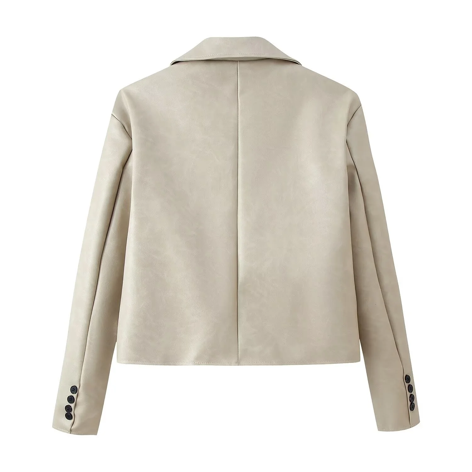 Women'S Short Jacket Vintage PU Leather Coat Female Loose Laple Oversized Jackets Lady Spring Autumn Leather Blazer Jacket