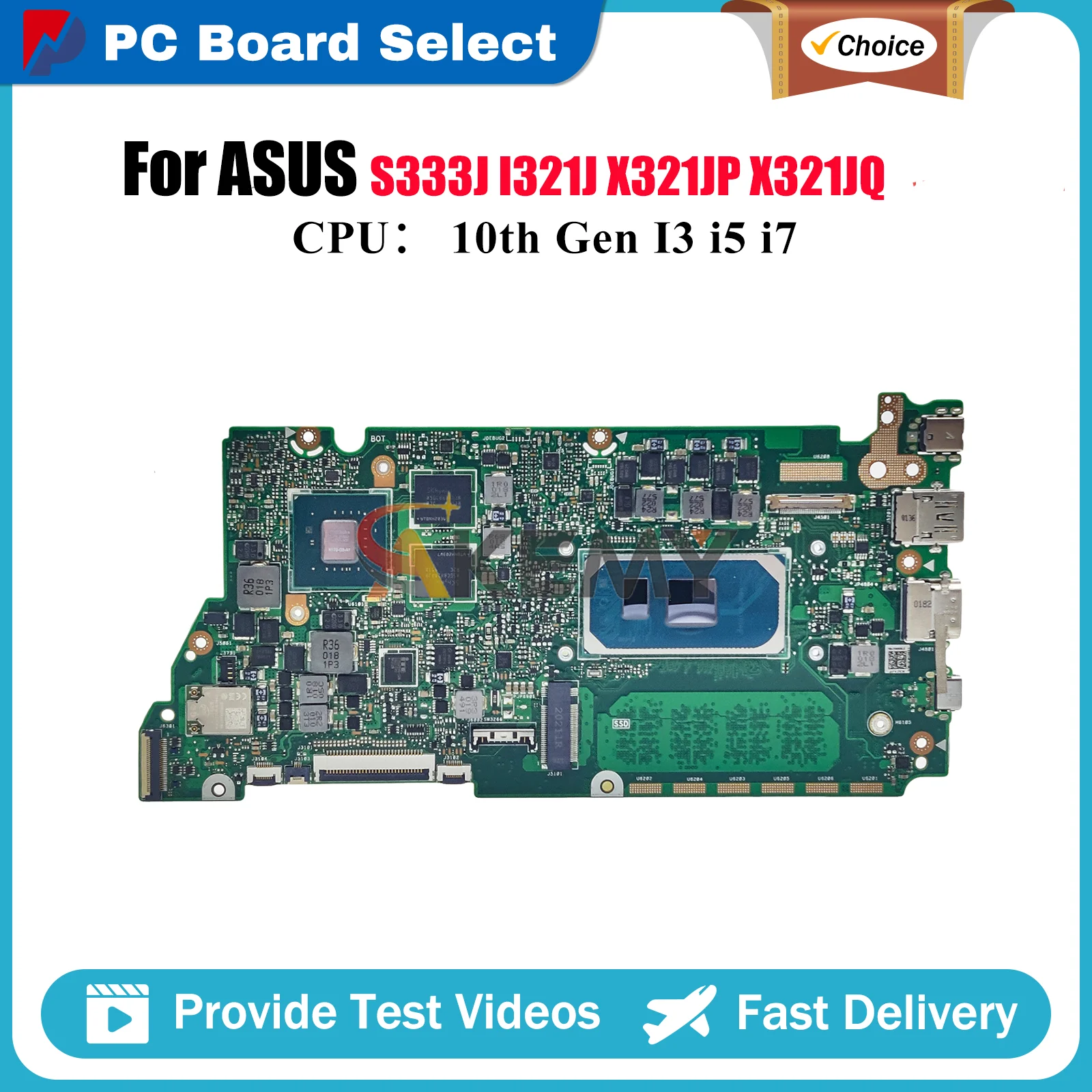 

X321JP Laptop Motherboard For ASUS VivoBook X321JP I321J S333J X321JQ X321J Mainboard With 10th Gen I3 i5 i7 100% tests OK stk
