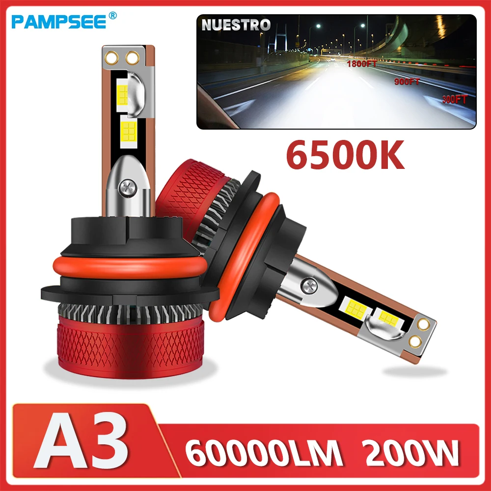 

2 шт. A3 200 Вт 6500K H7 H4 H11 Светодиодная лампа 2 медная трубки H4 H8 H11 9004 9007 H13 H1 HB3 9005 HB4 9006 9V-36V Светодиодная лампа для фар