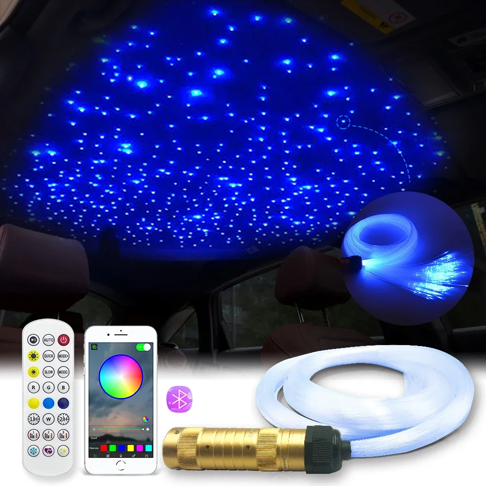 smart app controle led star lights para carro fibra optica efeito ceu estrelado luz de teto disponivel decoracao do carro rgbw 01