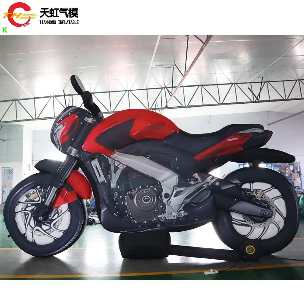 Modelo de motocicleta inflável gigante feito sob medida, grande réplica de bicicleta com motor inflável personalizado