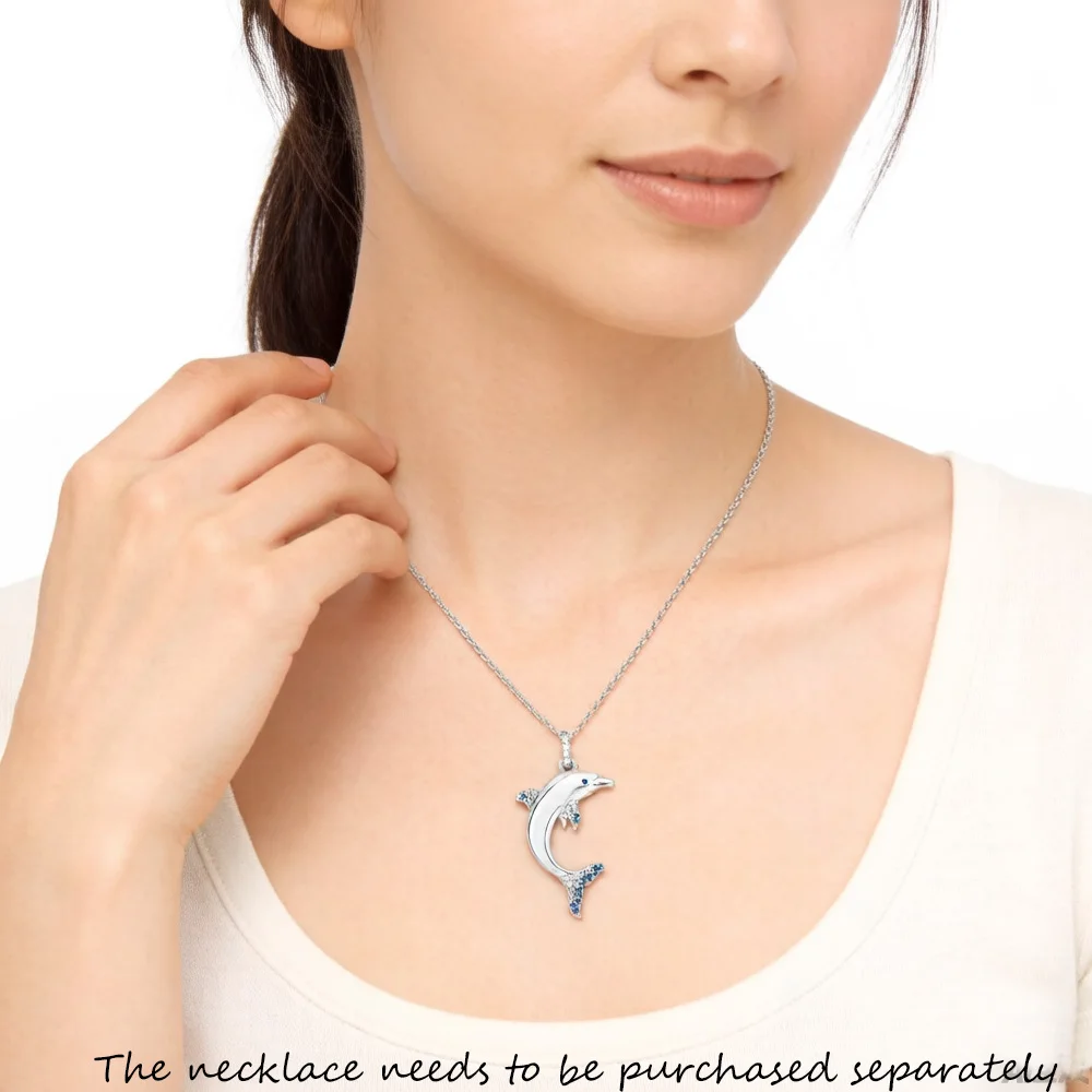 Wisiorek Dolphin Blue Brand 925 Sterling Silver Glam Jewelry 2023 Europe Style Accessorie Soul Lucky Gift For Woman — zdjęcie 2