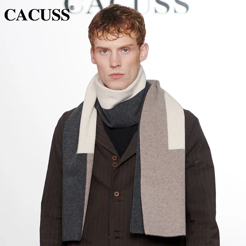 

New Business Party Men's Thickened Warm Pure Wool Scarf Korean Fashion Lengthened Windproof Bib Wholesale Mail Package