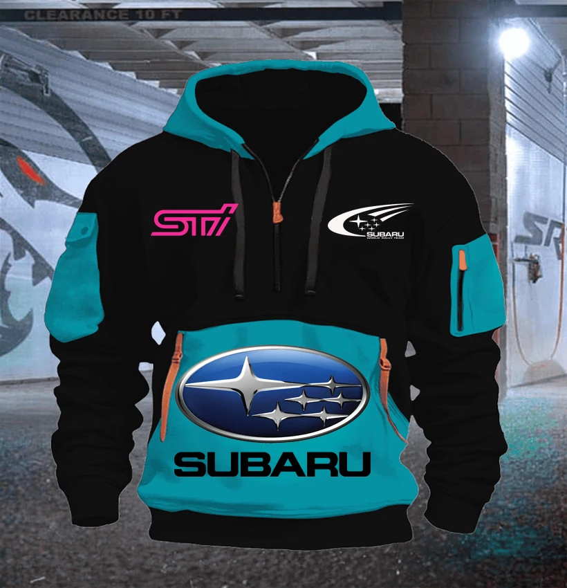 SUBARU racing suit 2025 new men's fleece hoodie youthful trend loose fitting pullover multi pocket casual sports sweatshirt s-5X - Image 3