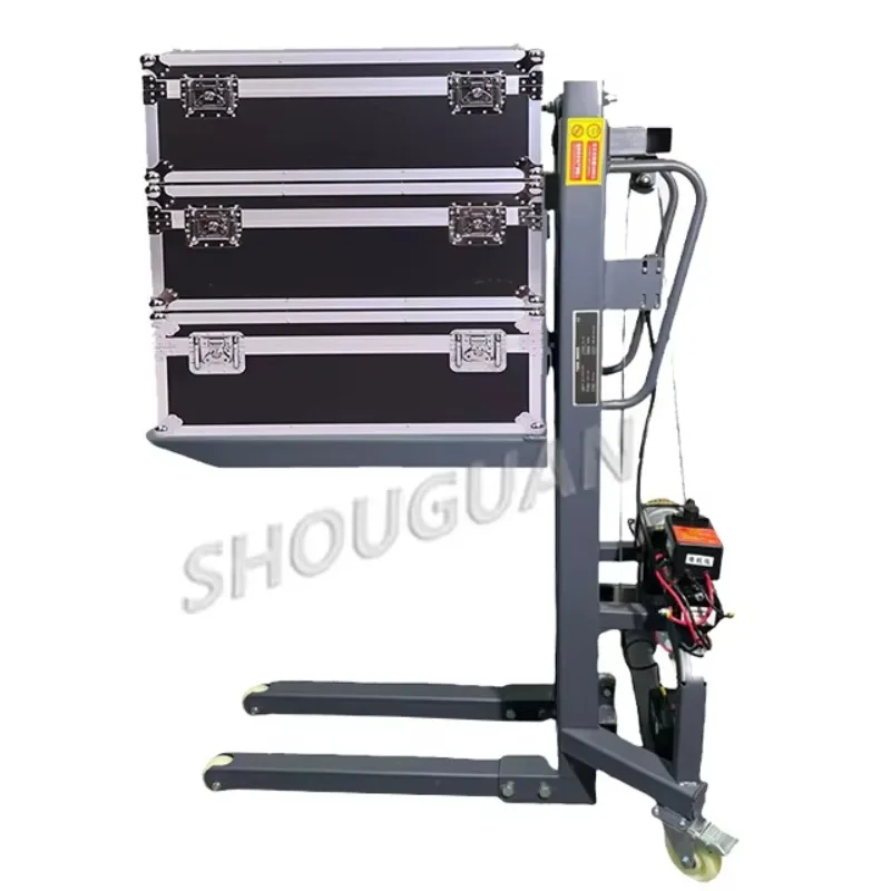 Small Forklift Small Cargo Elevator Mini Stacker 300kg Portable Lithium Battery Forklift Stacker Crane Lift Truck