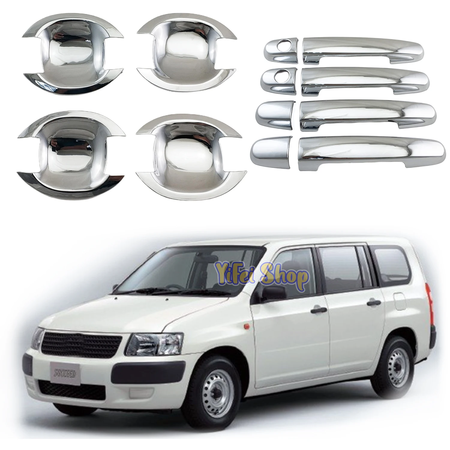 

Yoyo New ABS Chrome Car Accessory Door Handle Bowl Cover Trim Paste Style For Toyota Probox Succeed 2004 2005 2007 2009 2014