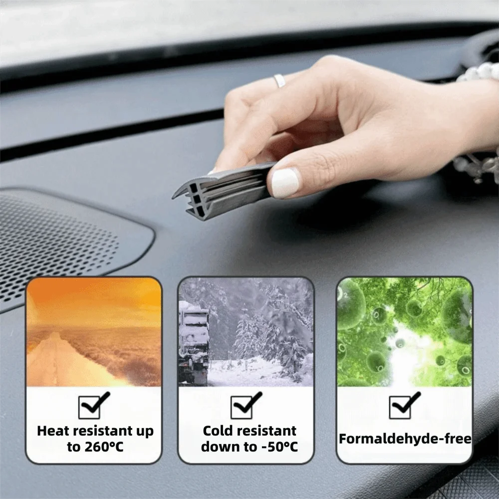 Rubber Material Dashboard Seal Strip Sound Dampening Dustproof Design Windshield Gap Filler Flexible Trim Noise Insulation