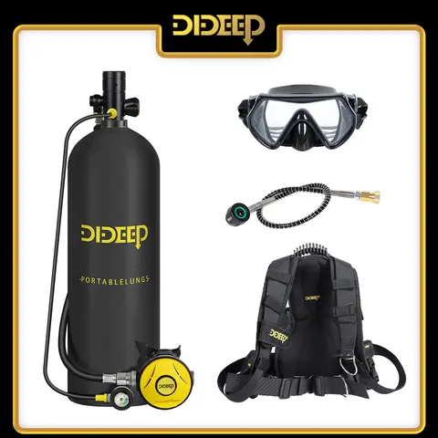 DIDEEP 4L Mini Scuba Diving Tank Set, Up to 40-60Mins Underwater Diving Time, Easy to Use Lung Bottle. Portable Diving Cylinder,Summer Diving for Cooling off ,Suitable for Outdoor Activities and Travel