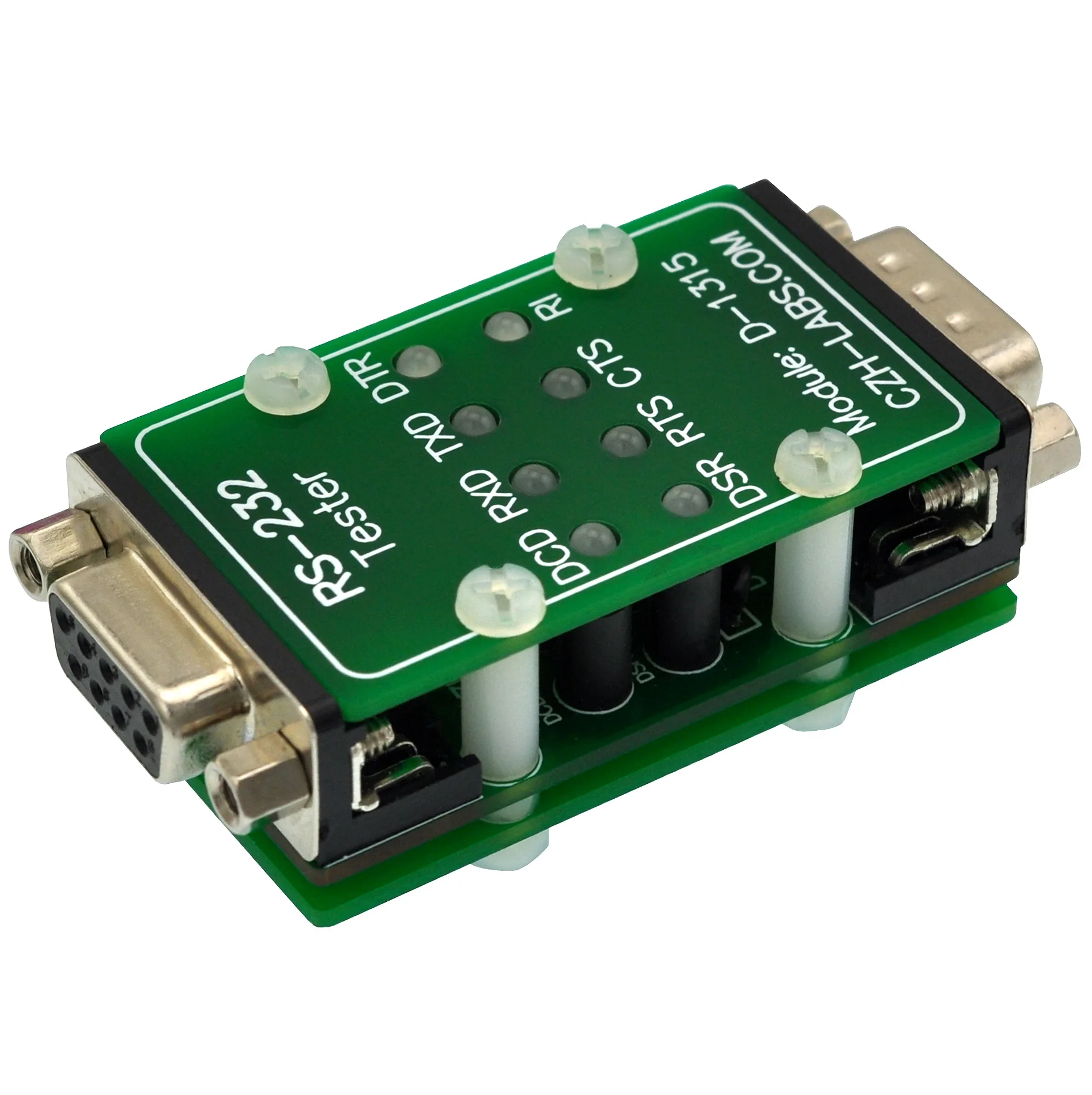 CZH-LABS RS232 LED Link Tester Module, DB9 Male to DB9 Female.